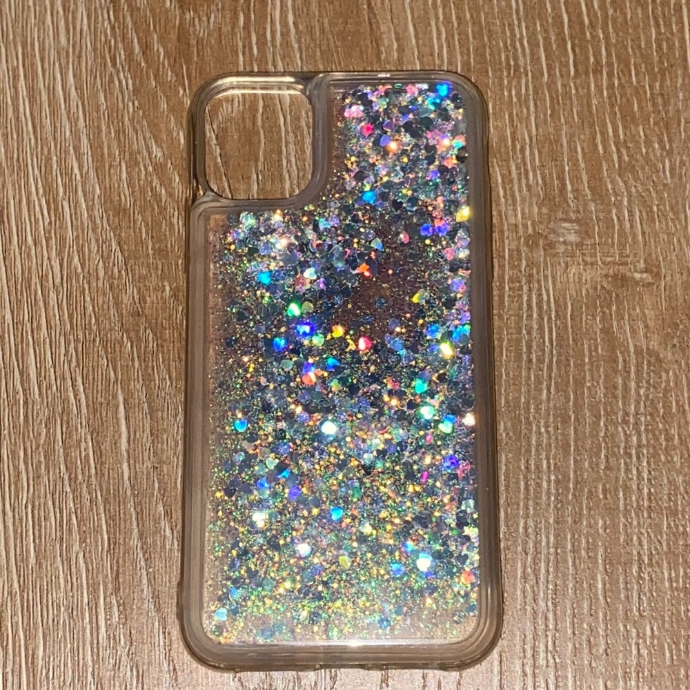 iPhone 11 glitter clear/silver phone case